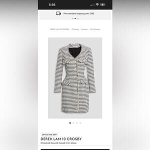 10 Crosby Derek Lam Black and White Houndstooth Dress